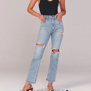 Ultra high rise ankle straight jeans